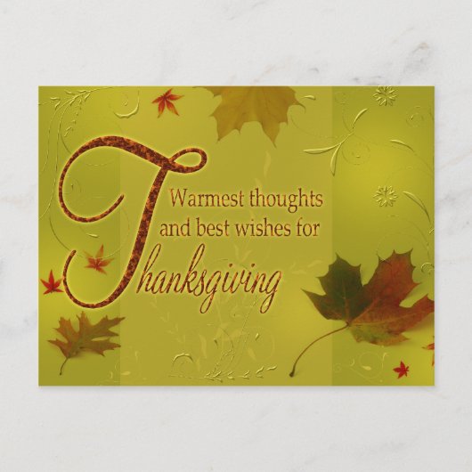 Thanksgiving wenst Typografie Leaves - Briefkaart (Voorkant)