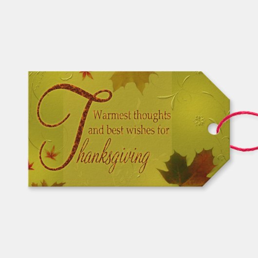 Thanksgiving wenst Typografie Leaves Cadeaulabel (Voorkant (Horizontaal))