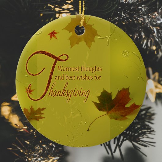Thanksgiving wenst Typografie Leaves Keramisch Ornament