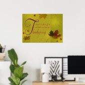 Thanksgiving wenst Typografie Leaves Poster (Thuiskantoor)