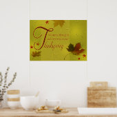 Thanksgiving wenst Typografie Leaves Poster (Keuken)