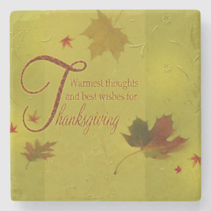 Thanksgiving wenst Typografie Leaves Stenen Onderzetter