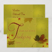 Thanksgiving wenst Typografie Leaves - Uitnodiging (Voorkant / Achterkant)