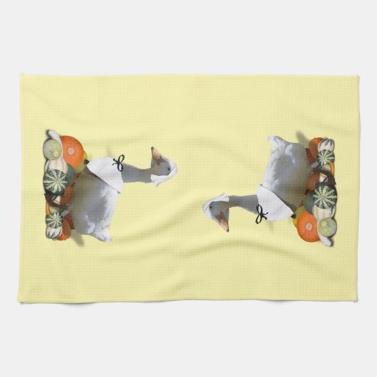 Thanksgiving White Duck Pilgrim Theedoek (Horizontaal)