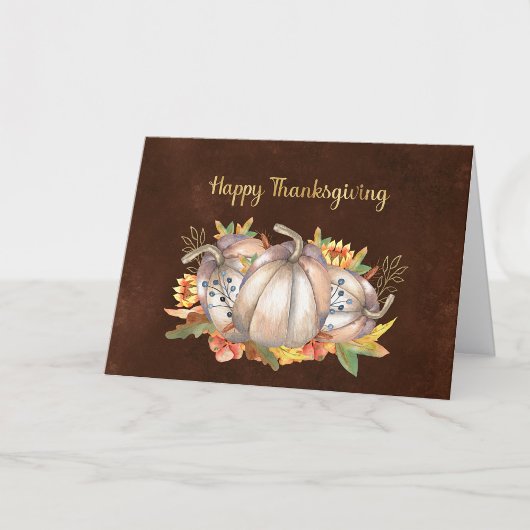 Thanksgiving White Pumpkins Floral Feestdagen Kaart