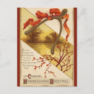 Thanksgiving Wishbone met lint Briefkaart