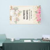 Thanksgiving witte en goudpompoenen Waterverf Spandoek (Beurs)