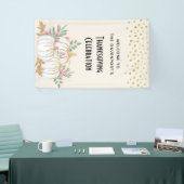 Thanksgiving witte en goudpompoenen Waterverf Spandoek (Beurs)