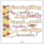 Thanksgiving woorden sticker (Vel)