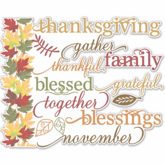 Thanksgiving woorden sticker (Voorkant)