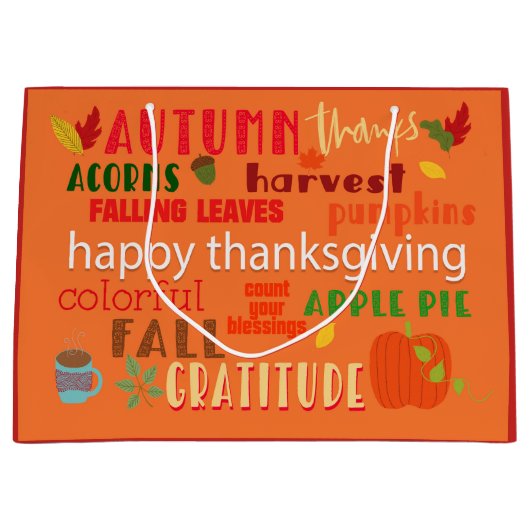 Thanksgiving Word Art/aangepast bericht op achterz Groot Cadeauzakje (Voorkant)