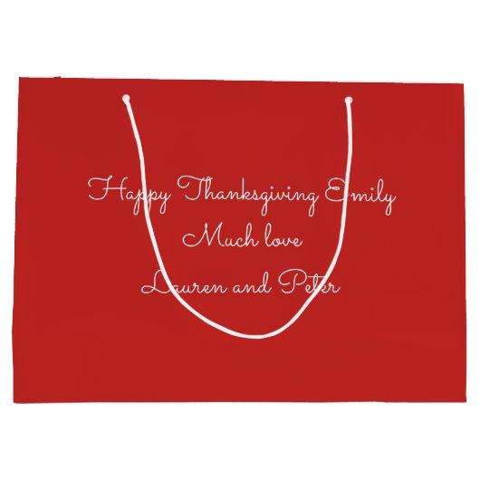 Thanksgiving Word Art/aangepast bericht op achterz Groot Cadeauzakje (Achterkant)