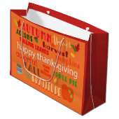 Thanksgiving Word Art/aangepast bericht op achterz Groot Cadeauzakje (Voorkant Gekanteld)