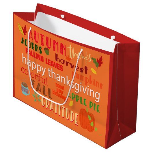 Thanksgiving Word Art/aangepast bericht op achterz Groot Cadeauzakje (Voorkant Gekanteld)