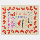 Thanksgiving Word List Fleece Blanket Deken (Voorkant (Horizontaal))