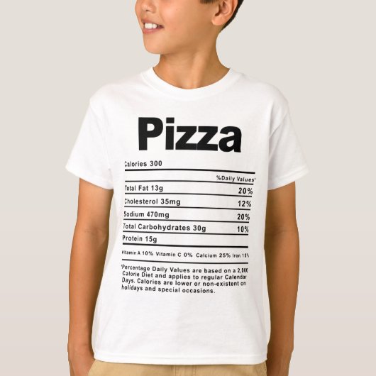 Thanksgiving Xmas Costume Nutrition Facts Pizza T-shirt (Voorkant)