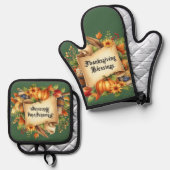 Thanksgiving zegenen ovenwant & pannenlap set (Voorkant / Achterkant)