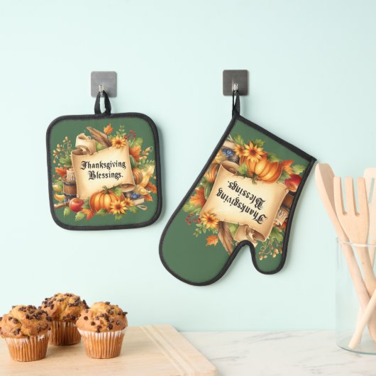 Thanksgiving zegenen ovenwant & pannenlap set (Insitu(Ophanging))