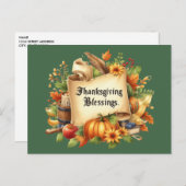 Thanksgiving zegenend Briefkaart (Voorkant / Achterkant)