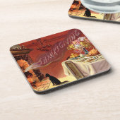 Thanksgiving zwarte katteFireplace Turkije Drankjes Onderzetter (Linkerzijde)