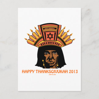THANKSGIVUKAH INDIAN MENORAH MAN BRIEFKAART