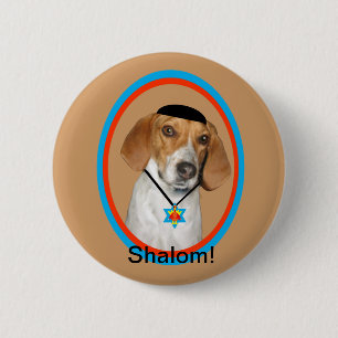 Thanksgivukkah Button Funny Hound Dog met Yamaka