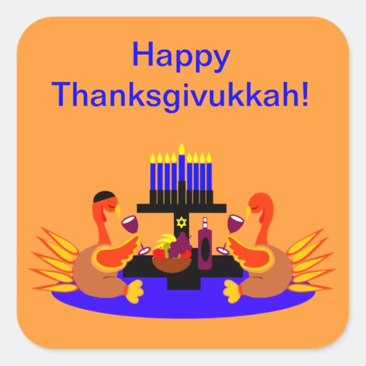 Thanksgivukkah Stickers Wijnproeverij Kalkoenen (Voorkant)