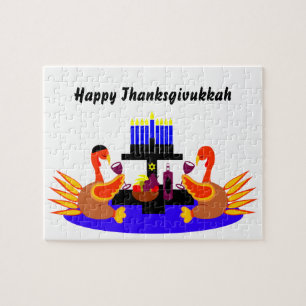 Thanksgivukkah Wine Toasting Turkeys Puzzle Legpuzzel