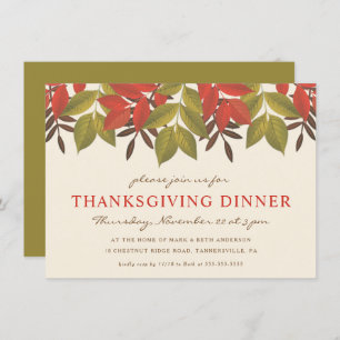 THANKSSGIVER DINNER INVITE   KORTE FOLIAGE KAART
