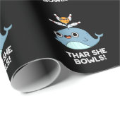 Thar ze Bowls Funny Whale Bowling Pun Dark BG Cadeaupapier (Rol Hoek)