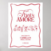 That’s Amore Red hand drawn Bridal Shower poster (Devant)