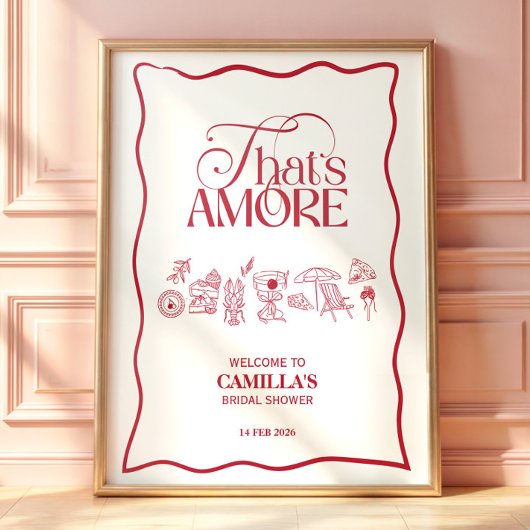 That’s Amore Red hand drawn Bridal Shower poster