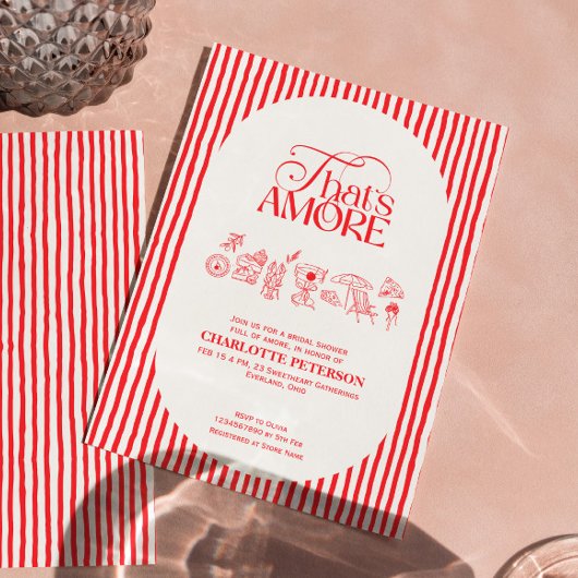 That’s Amore Red stripes Bridal Shower invite Kaart