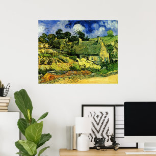 Thatched Cottages, Cordeville, van Vincent van Gog Poster