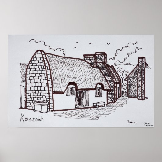 Thatched Houses, Kerascoet | Bretagne, Frankrijk Poster (Voorkant)