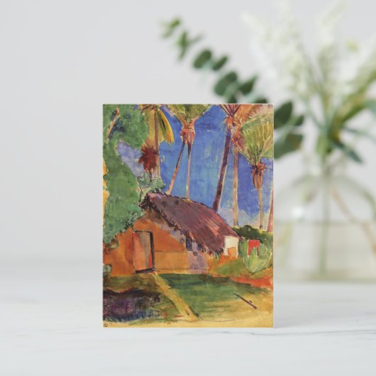 "Thatched Hut under Palms" - Paul Gauguin Briefkaart (Staand voorkant)