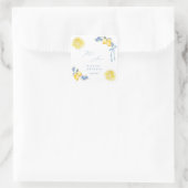 That's Amore Blue Bow Lemons Italian Wedding Favor Vierkante Sticker (Tas)