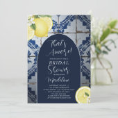 That's Amore Blue Tile Lemon Bridal Shower Kaart (Staand voorkant)