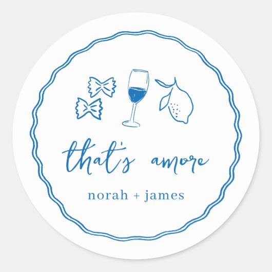 "That's Amore" Handgeschreven Vrijgezellenfeest Ronde Sticker (Voorkant)