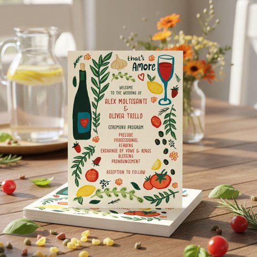 That's Amore Italian Food Charming CUSTOM Wedding  Programma