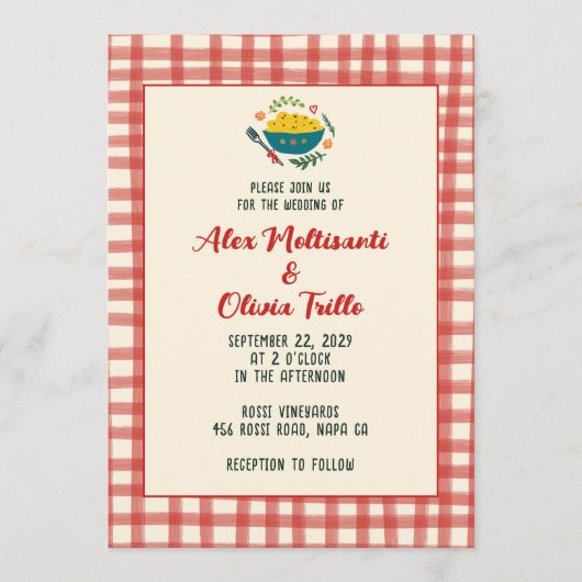 That's Amore Italian Food CUSTOM Plaid Wedding Kaart (Voorkant)