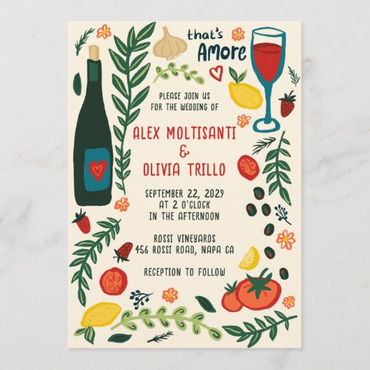 That's Amore Italian Food CUSTOM Wedding Party  Kaart (Voorkant)