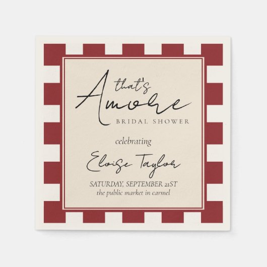 That's Amore Red Checkered Bridal Shower  Servet (Voorkant)