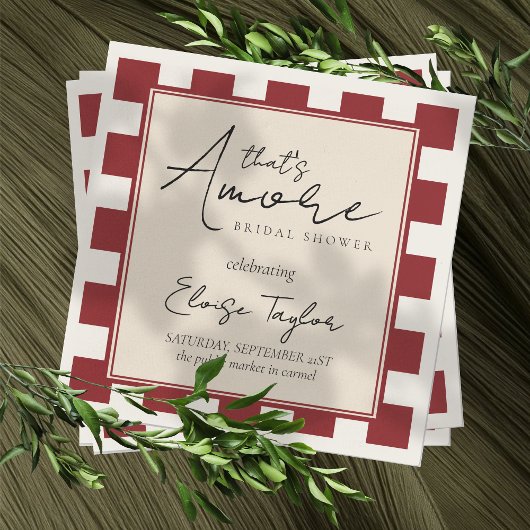That's Amore Red Checkered Bridal Shower  Servet
