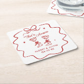 That's Amore, Red Doodle Personalized Vierkante Kartonnen Onderzetter (Schuin)