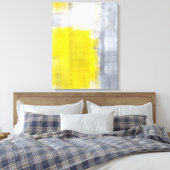 'That's It' Grijze en Gele Abstracte Kunst Canvas Afdruk (Insitu (Slaapkamer))