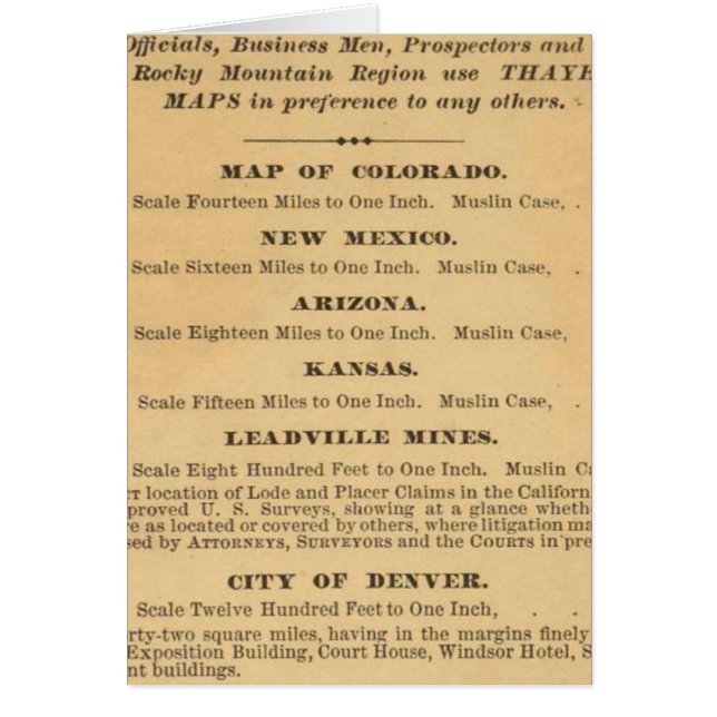 Thayer's kaart van Colorado (Voorkant)