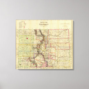 Thayer's kaart van Colorado Canvas Afdruk
