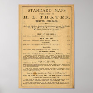 Thayer's kaart van Colorado Poster
