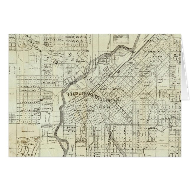 Thayer's Map of Denver Colorado (Voorkant Horizontaal)
